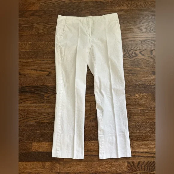 white cotton cigarette pants Theory Ladies white cotton cigarette pants with split back hem Size 6
